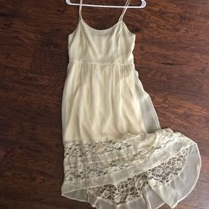 Cream high low dress with lace